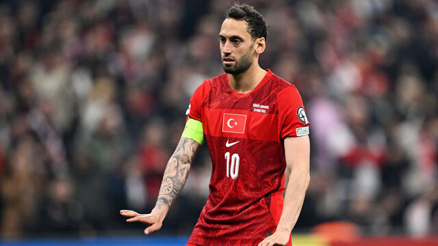 ISTANBUL, TURKEY - MARCH 26: Hakan Calhanoglu of Turkey during the World Cup Qualifier match between Turkey v Romania at the Tupras Stadium on March 26, 2026 in Istanbul Turkey