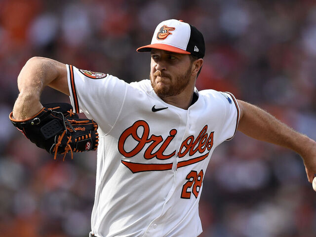 BALTIMORE, MD - MARCH 26: Trevor Rogers #28 of the Baltimore Orioles pitches during the game between the Minnesota Twins and the Baltimore Orioles at Oriole Park at Camden Yards on Thursday, March 26, 2026 in Baltimore, Maryland.