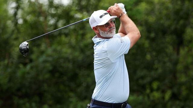 HOUSTON, TEXAS - MARCH 26: Paul Waring of England plays a shot from the eighth tee during the first round of the Texas Children's Houston Open 2026 at Memorial Park Golf Course on March 26, 2026 in Houston, Texas.