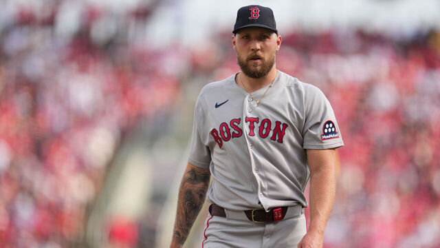 CINCINNATI, OH - MARCH 26: Garrett Crochet #35 of the Boston Red Sox walks back to the dugout after pitching during the game between the Boston Red Sox and the Cincinnati Reds at Great American Ball Park on Thursday, March 26, 2026 in Cincinnati, Ohio.
