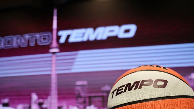 TORONTO. Ceremonial ball detail shot. Teresa Resch, President, Tempo Basketball Club introduces Monica Wright Rogers is introduced as GM, Toronto Tempo. (R.J.Johnston/Toronto Star) R.J. Johnston/Toronto Star (R.J. Johnston/Toronto Star via Getty Images)