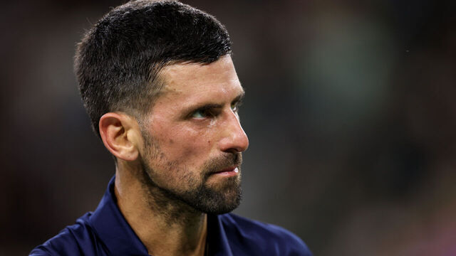 INDIAN WELLS, CALIFORNIA - MARCH 11: Novak Djokovic of Serbia shows his dejection against Jack Draper of Great Britain in their fourth round match of the BNP Paribas Open at Indian Wells Tennis Garden on March 11, 2026 in Indian Wells, California.