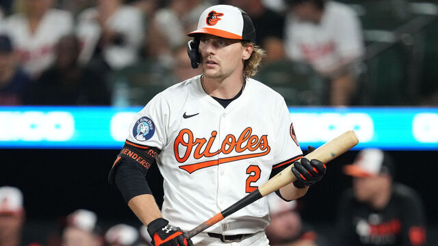 BALTIMORE, MD - SEPTEMBER 23: Gunnar Henderson #2 of the Baltimore Orioles prepares for a pitch during a baseball game against the Tampa Bay Rays at the Oriole Park at Camden Yards on September 23, 2025 in Baltimore, Maryland.