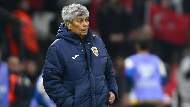 Mircea Lucescu, head coach of Romania, reacts during the FIFA World Cup 2026 European Qualifiers knockout play-offs game between Turkiye and Romania in Istanbul, Turkey, on March 26, 2026.