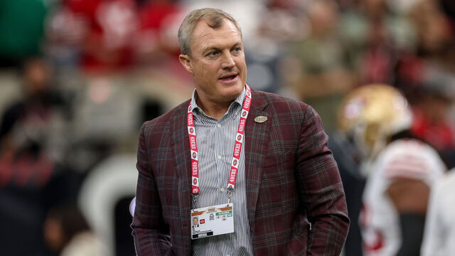 HOUSTON, TEXAS - OCTOBER 26: General manager John Lynch of the San Francisco 49ers walks on the field before the game against the Houston Texans at NRG Stadium on October 26, 2025 in Houston, Texas.