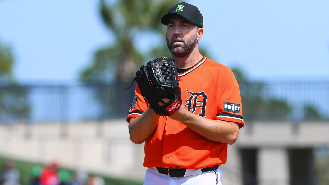 LAKELAND, FL - MARCH 17: Justin Verlander #35 of the Detroit Tigers pitches during the spring training game against the Baltimore Orioles at Publix Field at Joker Marchant Stadium on March 17, 2026 in Lakeland, Florida. The game ended in a 1-1 tie.