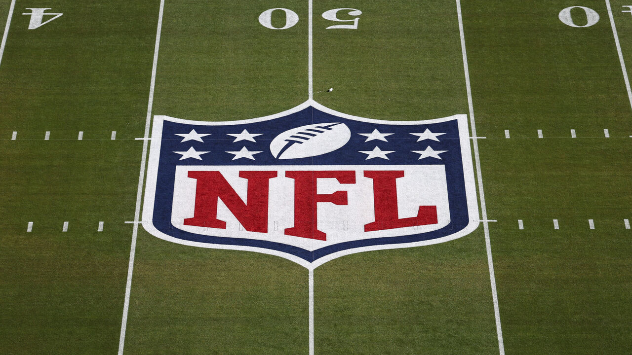 SANTA CLARA, CALIFORNIA - FEBRUARY 8: A general view of the NFL logo painted on the field prior to the NFL Super Bowl LX football game between the New England Patriots and the Seattle Seahawks at Levi's Stadium on February 8, 2026 in Santa Clara, California.