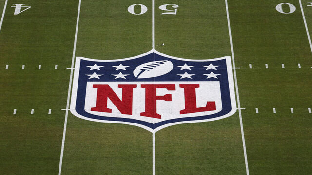 SANTA CLARA, CALIFORNIA - FEBRUARY 8: A general view of the NFL logo painted on the field prior to the NFL Super Bowl LX football game between the New England Patriots and the Seattle Seahawks at Levi's Stadium on February 8, 2026 in Santa Clara, California.