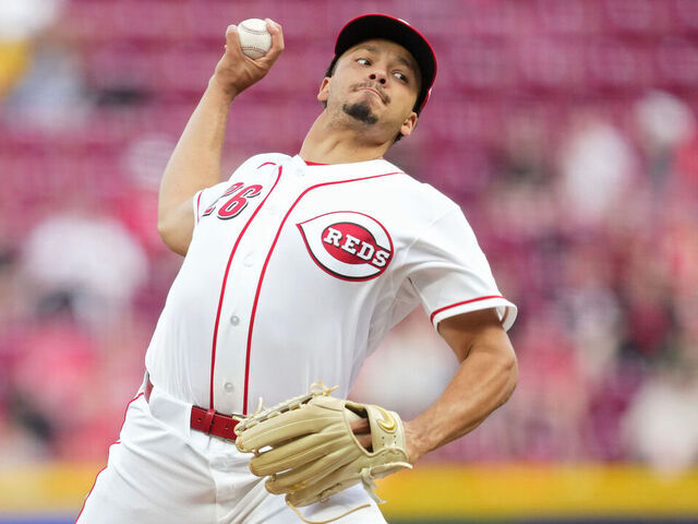 CINCINNATI, OHIO - MARCH 30: Pitcher Chase Burns #26 of the Cincinnati Reds throws during the second inning of a baseball game against the Pittsburgh Pirates at Great American Ball Park on March 30, 2026 in Cincinnati, Ohio.