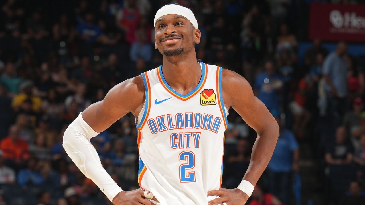 OKLAHOMA CITY, OK - MARCH 30: Shai Gilgeous-Alexander #2 of the Oklahoma City Thunder looks on during the game against the Detroit Pistons on March 30, 2026 at Paycom Center in Oklahoma City, Oklahoma. Mandatory Copyright Notice: Copyright 2026 NBAE