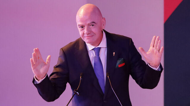 FIFA President Gianni Infantino attends the opening of the Epic Album exhibition at the Yancuic Museum in Iztapalapa, Mexico City, on March 28, 2026.