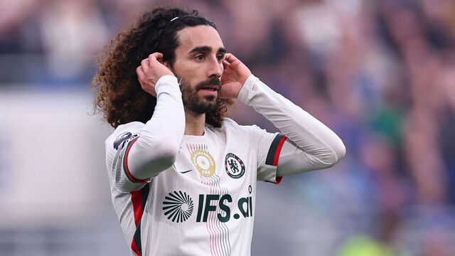 LIVERPOOL, ENGLAND - MARCH 21: Marc Cucurella of Chelsea during the Premier League match between Everton and Chelsea at Goodison Park on March 21, 2026 in Liverpool, United Kingdom.
