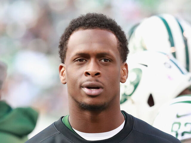 EAST RUTHERFORD, NJ - OCTOBER 23: Quarterback Geno Smith #7 of the New York Jets looks on from the sidelines after their 24-16 win over the Baltimore Ravens at MetLife Stadium on October 23, 2016 in East Rutherford, New Jersey.
