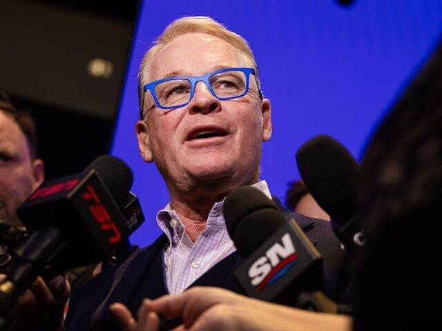 Toronto, ON - May 23: MLSE President & CEO Keith Pelley speaks to the media one day after MLSE announced they would not be renewing the contract of Leafs president Brendan Shanahan. PD Nick Lachance/Toronto Star Nick Lachance/Toronto Star (Nick Lachance/Toronto Star via Getty Images)