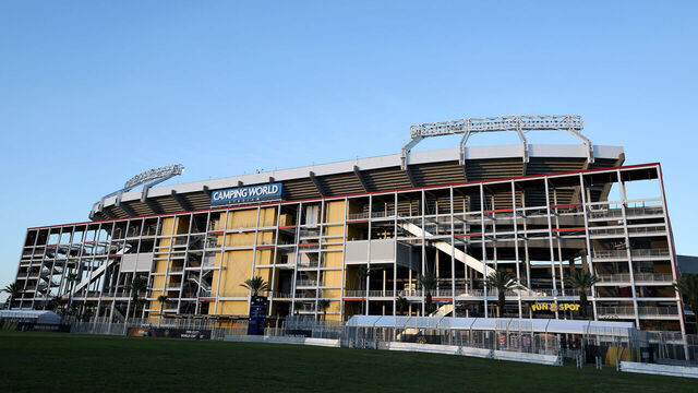 ORLANDO, FLORIDA - JUNE 23: An exterior general view of Camping World Stadium ahead of the FIFA Club World Cup 2025 group D match between Los Angeles Football Club and CR Flamengo on June 23, 2025 in Orlando, Florida.