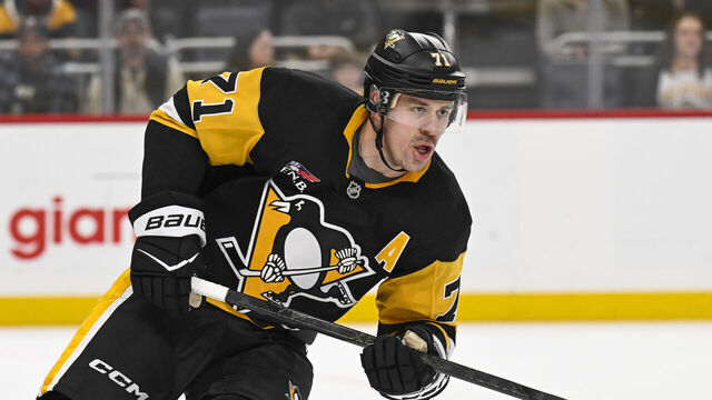 PITTSBURGH, PA - MARCH 31: Pittsburgh Penguins center Evgeni Malkin (71) skates during the second period in the NHL game between the Pittsburgh Penguins and the Detroit Red Wings on March 31, 2026, at PPG Paints Arena in Pittsburgh, PA.