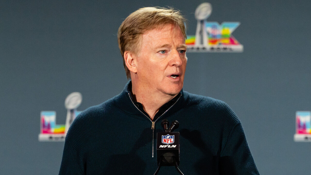 SAN FRANCISCO, CA - FEBRUARY 09: Commissioner of the NFL Roger Goodell speaks during a press conference after Super Bowl LX on February 9, 2026 at Moscone Center in San Francisco, CA.