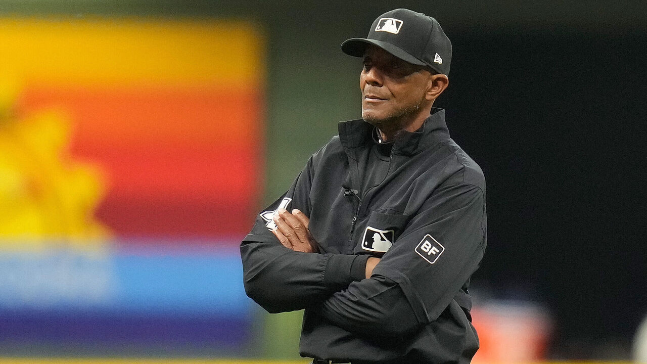 MILWAUKEE, WISCONSIN - MARCH 30: Umpire CB Bucknor #54 during the game between the Milwaukee Brewers vs Tampa Bay Rays at American Family Field on March 30, 2026 in Milwaukee, Wisconsin.