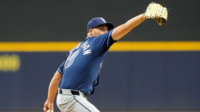 MILWAUKEE, WISCONSIN - MARCH 31: Shane McClanahan #18 of the Tampa Bay Rays throws a pitch in the first inning against the Milwaukee Brewers at American Family Field on March 31, 2026 in Milwaukee, Wisconsin.