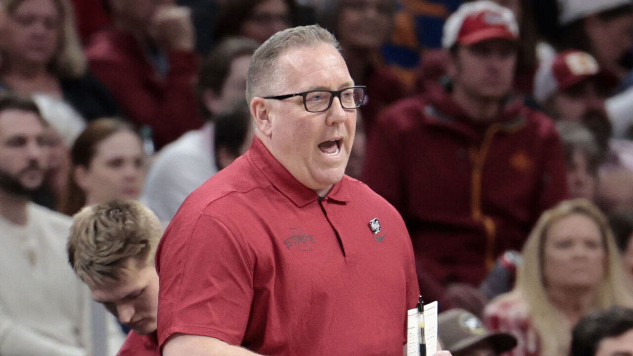 BOSTON, MA - MARCH 28: Iowa State Cyclones assistant coach Kyle Green yells instructions during an NCAA Sweet Sixteen game between the Iowa State Cyclones and the Illinois Fighting Illini on March 28, 2024, at TD Garden in Boston, Massachusetts.