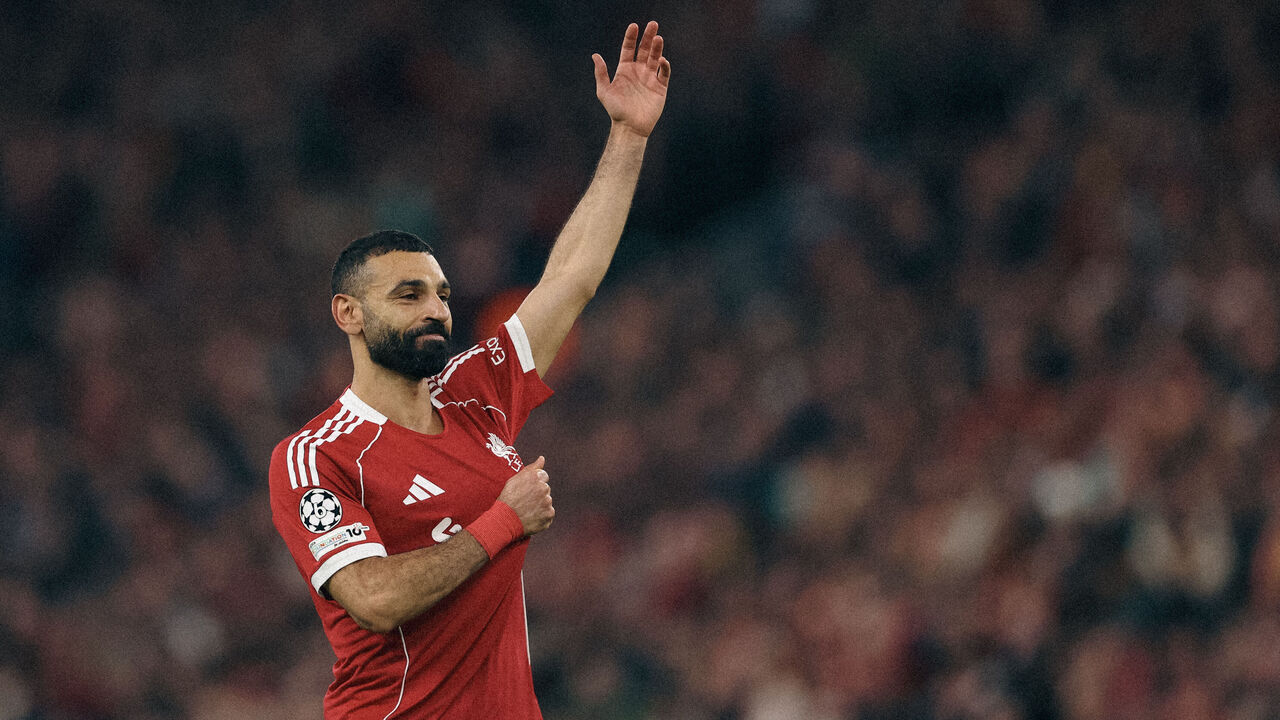 LIVERPOOL, ENGLAND - MARCH 18: (EDITORS NOTE: This image has been digitally enhanced) Mohamed Salah of Liverpool celebrates after scoring his sides fourth goal during the UEFA Champions League 2025/26 Round of 16 Second Leg match between Liverpool FC and Galatasaray SK at Anfield on March 18, 2026 in Liverpool, England.