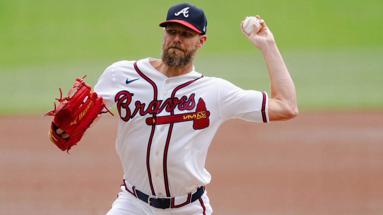 ATLANTA, GA - APRIL 1: Chris Sale #51 of the Atlanta Braves pitches in the first inning during the game against the Athletics at Truist Park on April 1, 2026 in Atlanta, Georgia.