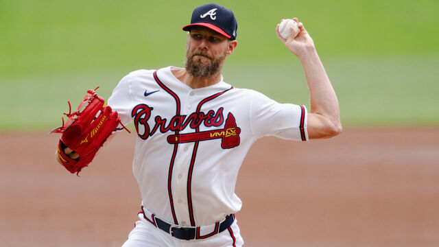 ATLANTA, GA - APRIL 1: Chris Sale #51 of the Atlanta Braves pitches in the first inning during the game against the Athletics at Truist Park on April 1, 2026 in Atlanta, Georgia.