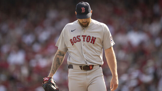 CINCINNATI, OHIO - MARCH 26: Garrett Crochet #35 of the Boston Red Sox pitches during the first inning of the Opening Day game against the Cincinnati Reds on March 26, 2026 at Great American Ball Park in Cincinnati, Ohio.