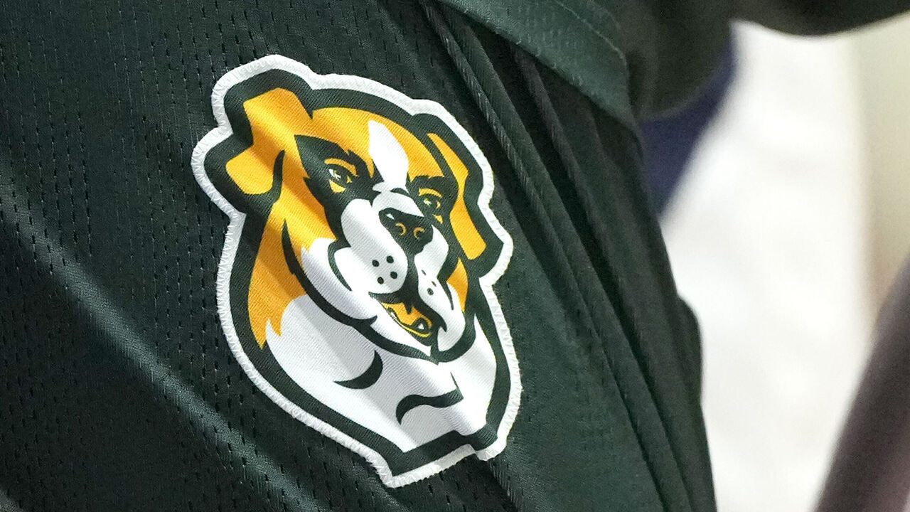 EMMITSBURG, MARYLAND - JANUARY 11: A detailed view of the Siena Saints logo is seen on a pair of shorts during a college basketball game against the Mount St. Mary's Mountaineers at the Knott Arena on January 11, 2026 in Emmitsburg, Maryland.