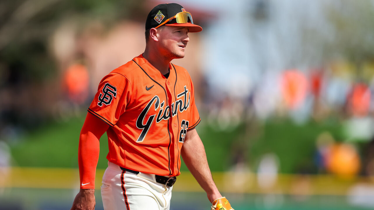 SCOTTSDALE, ARIZONA - FEBRUARY 26: Matt Chapman #26 of the San Francisco Giants in the field during the third inning of the spring training game against the Colorado Rockies at Scottsdale Stadium on February 26, 2026 in Scottsdale, Arizona.
