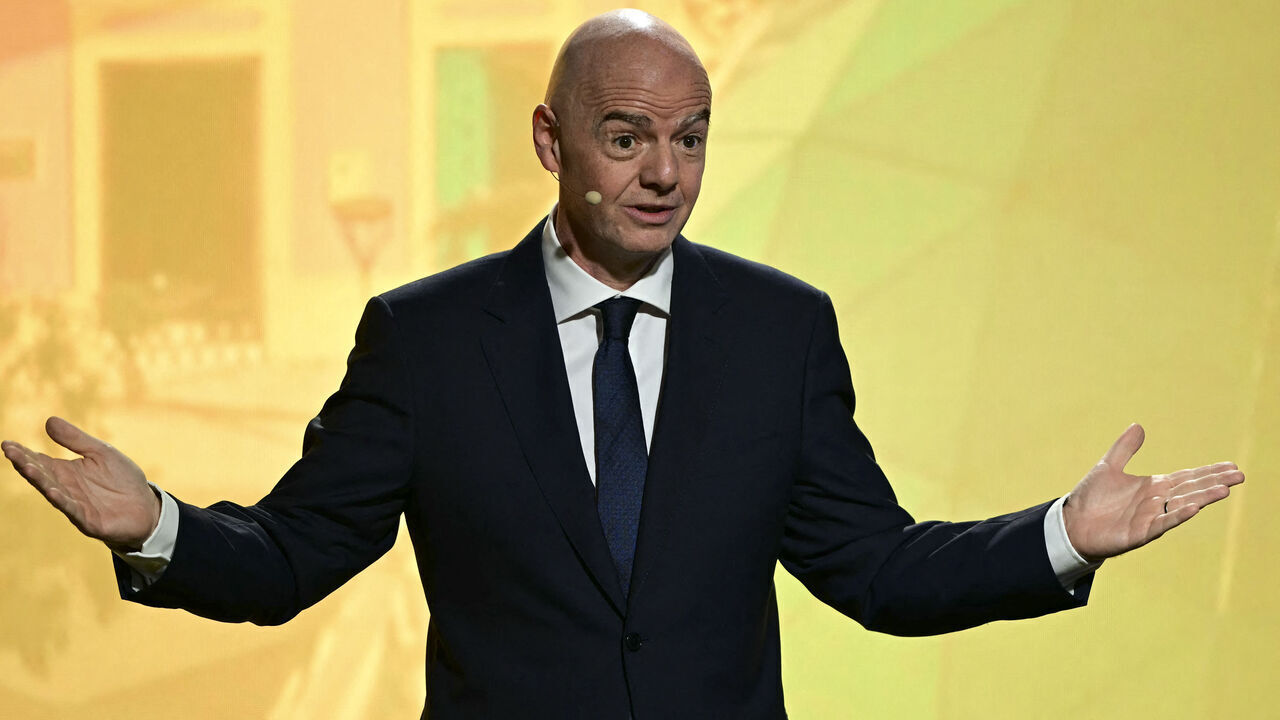 FIFA President Gianni Infantino speaks during the unveiling ceremony for the logo of the 2027 FIFA Women's World Cup in Rio de Janeiro, Brazil on January 25, 2026.