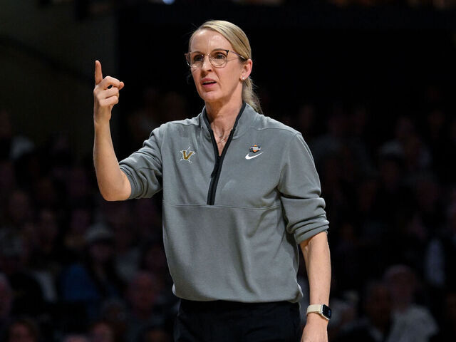 NASHVILLE, TENNESSEE - MARCH 21: Head Coach Shea Ralph of Vanderbilt Commodores coaches from the sidelines in the first half against the High Point Panthers during a first round game of the 2026 NCAA Women's Basketball Tournament at Memorial Gym on March 21, 2026 in Nashville, Tennessee.