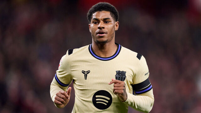 BILBAO, SPAIN - MARCH 07: Marcus Rashford of FC Barcelona in action during the LaLiga EA Sports match between Athletic Club and FC Barcelona at Estadio de San Mames on March 07, 2026 in Bilbao, Spain.