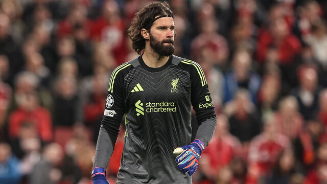 Liverpool goalkeeper Alisson Becker during the UEFA Champions League last 16 second leg match between Liverpool and Galatasaray at Anfield in Liverpool, United Kingdom, on March 18, 2026.