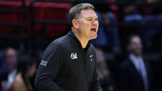SAN DIEGO, CALIFORNIA - MARCH 22: Head coach Tommy Lloyd of the Arizona Wildcats reacts during the first half against the Utah State Aggies in the second round of the 2026 NCAA Men's Basketball Tournament at Viejas Arena at San Diego State University on March 22, 2026 in San Diego, California.