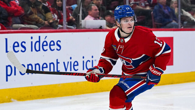 MONTREAL, QC - MARCH 26: Montreal Canadiens right wing Cole Caufield (13) skates during the Columbus Blue Jackets versus the Montreal Canadiens game on March 26, 2026, at Bell Centre in Montreal, QC