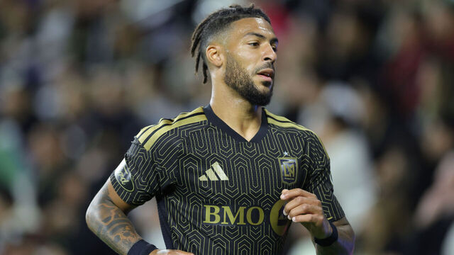 LOS ANGELES, CALIFORNIA - MARCH 07: Denis Bouanga #99 of the Los Angeles FC during play against the FC Dallas in the second half during at BMO Stadium on March 07, 2026 in Los Angeles, California.