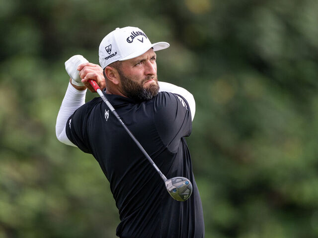 SINGAPORE, SINGAPORE - MARCH 15: Jon Rahm of Legion XIII tees off on hole during day four of LIV Golf Singapore at Sentosa Golf Club on March 15, 2026 in Singapore.