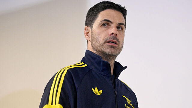 Arsenal manager Mikel Arteta arrives for a press conference at the Jose Alvalade Stadium in Lisbon, Portugal. Picture date: Monday April 6, 2026.