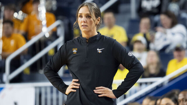 ANN ARBOR, MI - MARCH 20: Tennessee Volunteers head coach Kim Caldwell looks on during the Tennessee Volunteers versus NC State Wolfpack NCAA Women's Championship first round game on March 20, 2026 at Crisler Center in Ann Arbor, Michigan.