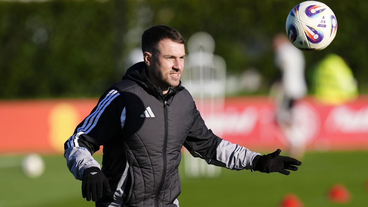 Wales' Aaron Ramsey during a training session at the Vale Resort, Pontyclun, Wales. Picture date: Monday November 17, 2025.