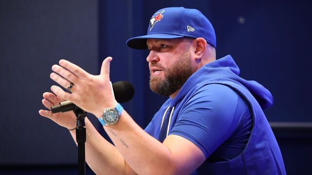 TORONTO, ON - March 26 Jays Manager John Schneider speaks to the media.The Toronto Blue Jays held their media day at the Rogers Centre in MLB baseball action ahead of their home opener on Friday.March 26 2026 Richard Lautens/Toronto Star (Richard Lautens/Toronto Star via Getty Images)