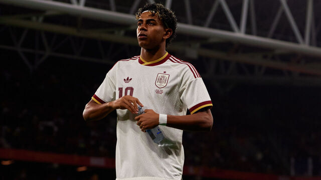 Lamine Yamal of Spain looks on before the international friendly match between Spain and Egypt at RCDE Stadium in Barcelona, Spain, on March 31, 2026.