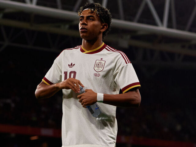 Lamine Yamal of Spain looks on before the international friendly match between Spain and Egypt at RCDE Stadium in Barcelona, Spain, on March 31, 2026.