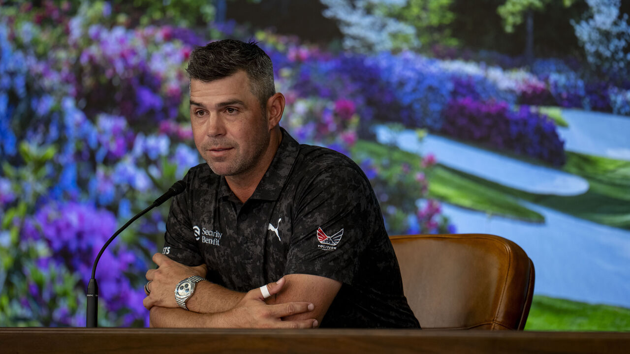 Gary Woodland of the United States speaks to members of the media in a pre-event press conference following a practice round prior to the Masters at Augusta National Golf Club, Tuesday, April 07, 2026.