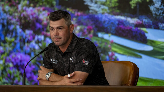 Gary Woodland of the United States speaks to members of the media in a pre-event press conference following a practice round prior to the Masters at Augusta National Golf Club, Tuesday, April 07, 2026.
