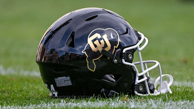 BOULDER, CO - AUGUST 29: A Colorado Buffaloes helmet during the college football game between the North Dakota State Bison and the Colorado Buffaloes on August 29, 2024 at Folsom Field in Boulder, CO.