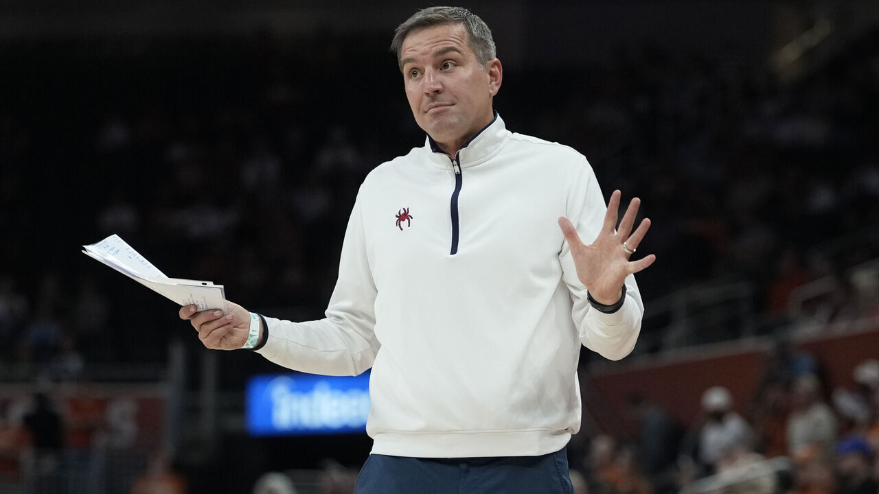AUSTIN, TEXAS - NOVEMBER 7: Head Coach Aaron Roussell of the Richmond Spiders reacts during the second half against the Texas Longhorns at Moody Center on November 7, 2025 in Austin, Texas.