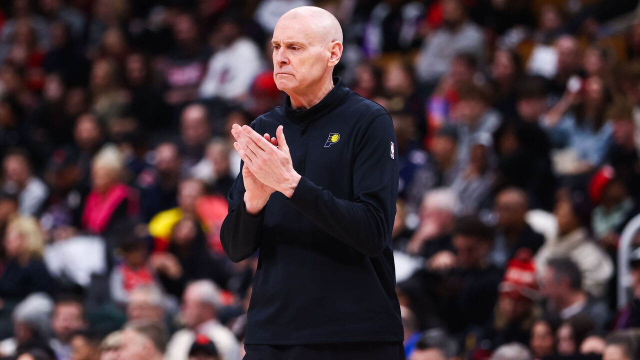 TORONTO, CANADA - FEBRUARY 8: Rick Carlisle, head coach of the Indiana Pacers walks onto the floor during a timeout during the second half of their NBA game against the Toronto Raptors at Scotiabank Arena on February 8, 2026 in Toronto, Canada. NOTE TO USER: User expressly acknowledges and agrees that, by downloading and/or using this Photograph, user is consenting to the terms and conditions of the Getty Images License Agreement