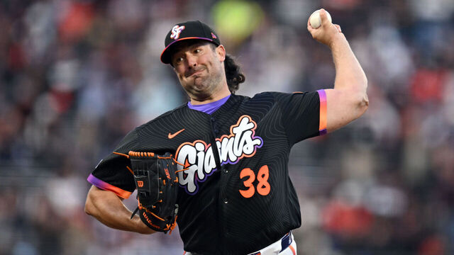SAN FRANCISCO, CALIFORNIA - APRIL 7: Robbie Ray #38 of the San Francisco Giants pitches against the Philadelphia Phillies in the first inning at Oracle Park on April 7, 2026 in San Francisco, California.